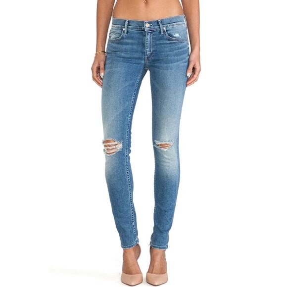 MOTHER The Muse Skinny Jeans Mid-Rise Destroyed Distressed Raw Hem in Wild Thing - Picture 13 of 14